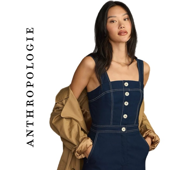 Anthropologie Portside Button-Front Romper - Picture 1 of 11